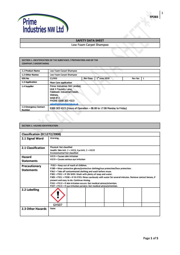 PRECS/5 COSHH PRECS/5 COSHH